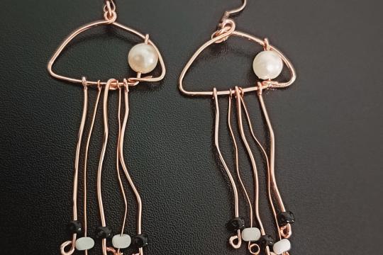 Cercei artizanali „Meduze de Cupru”