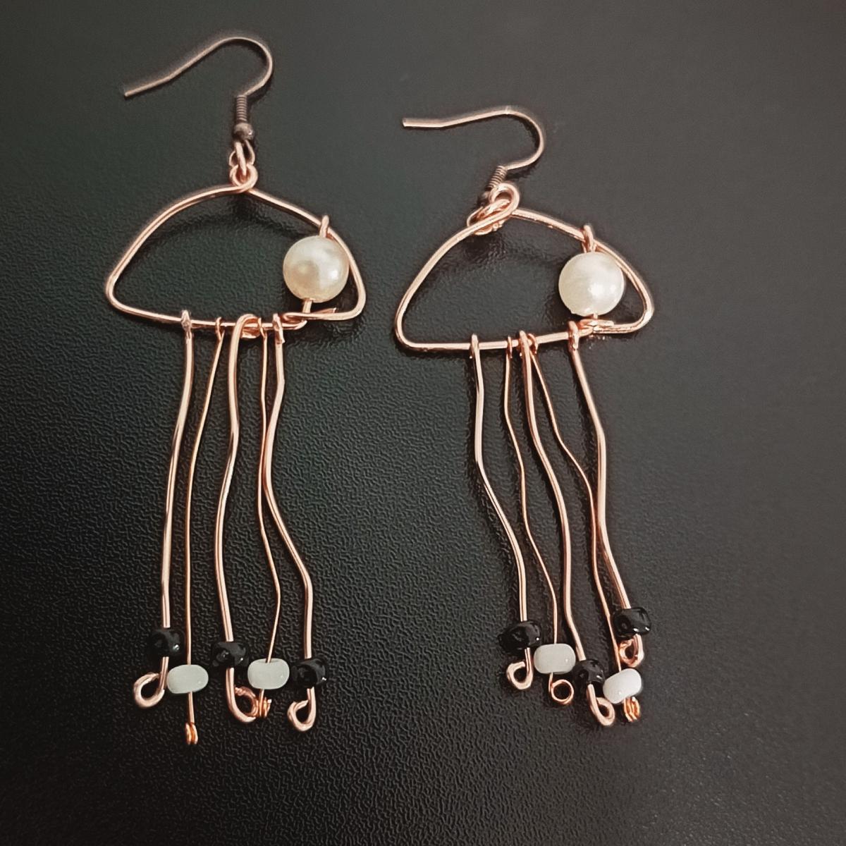 Cercei artizanali „Meduze de Cupru”