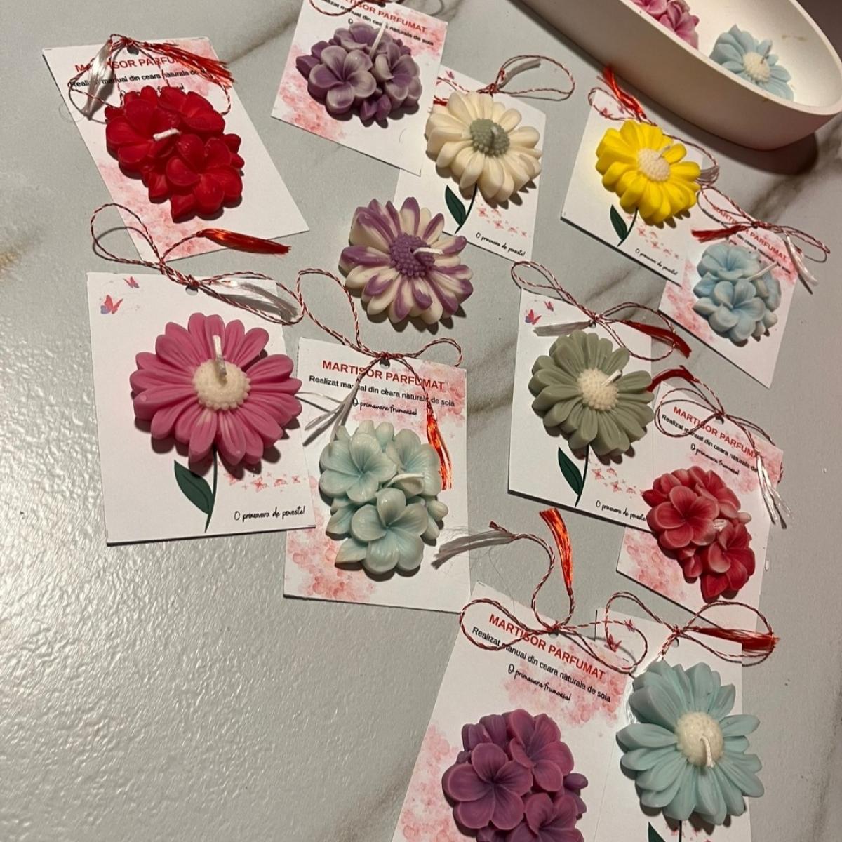 Mărțișor Margaretă Parfumată - Lumânare din Ceară de Soia, Handmade, Personalizabil