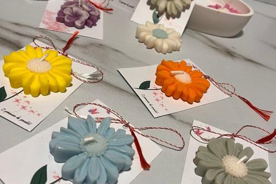 Mărțișor Margaretă Parfumată - Lumânare din Ceară de Soia, Handmade, Personalizabil