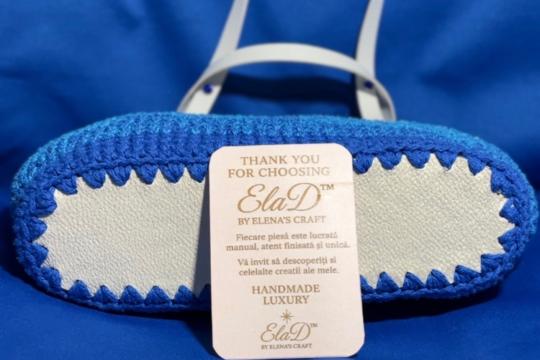Geantă handmade croșetată ElaD™ alb-albastru degradé – model elegant de vară