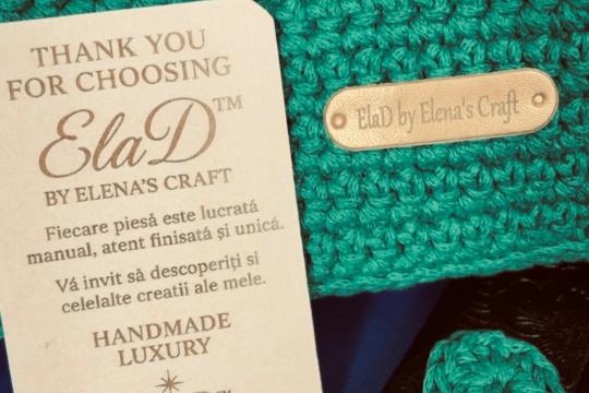 Set geantă handmade croșetată ElaD™ verde cu portofel – model elegant premium
